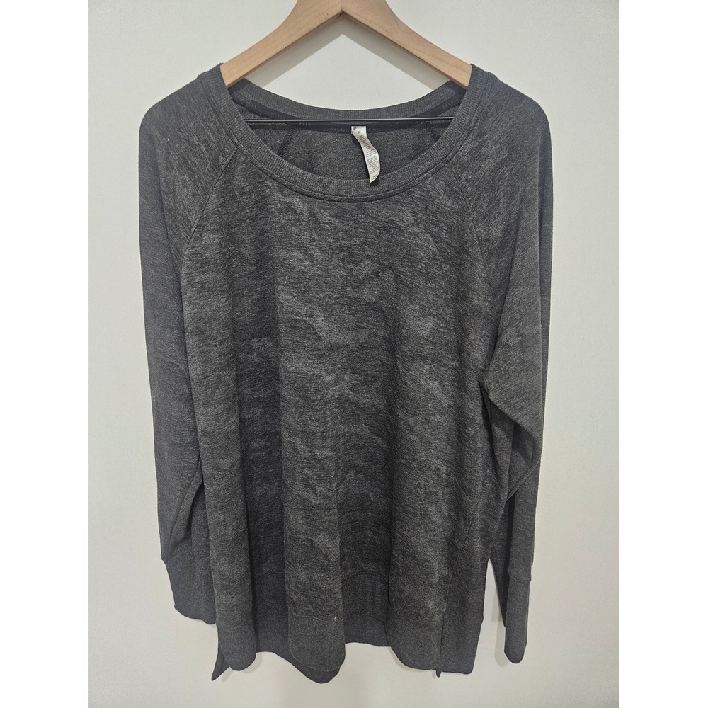RBX Active Womens 3X Gray Camo Long Sleeve Raglan Pullover Top Athleisure